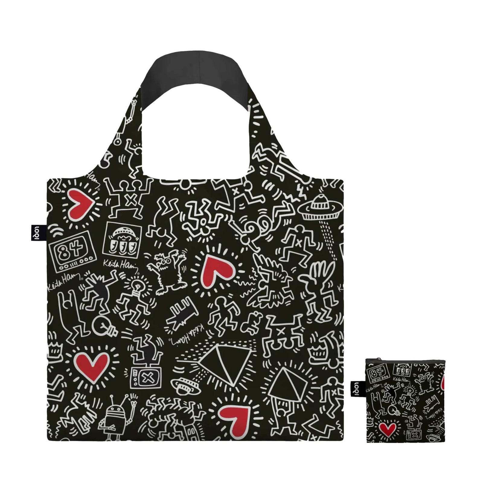 Loqi KEITH HARING Black Pattern tote