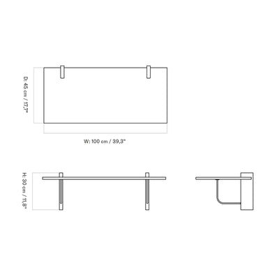 Audo Copenhagen Corbel Wall Desk 100cm, dark stained oak