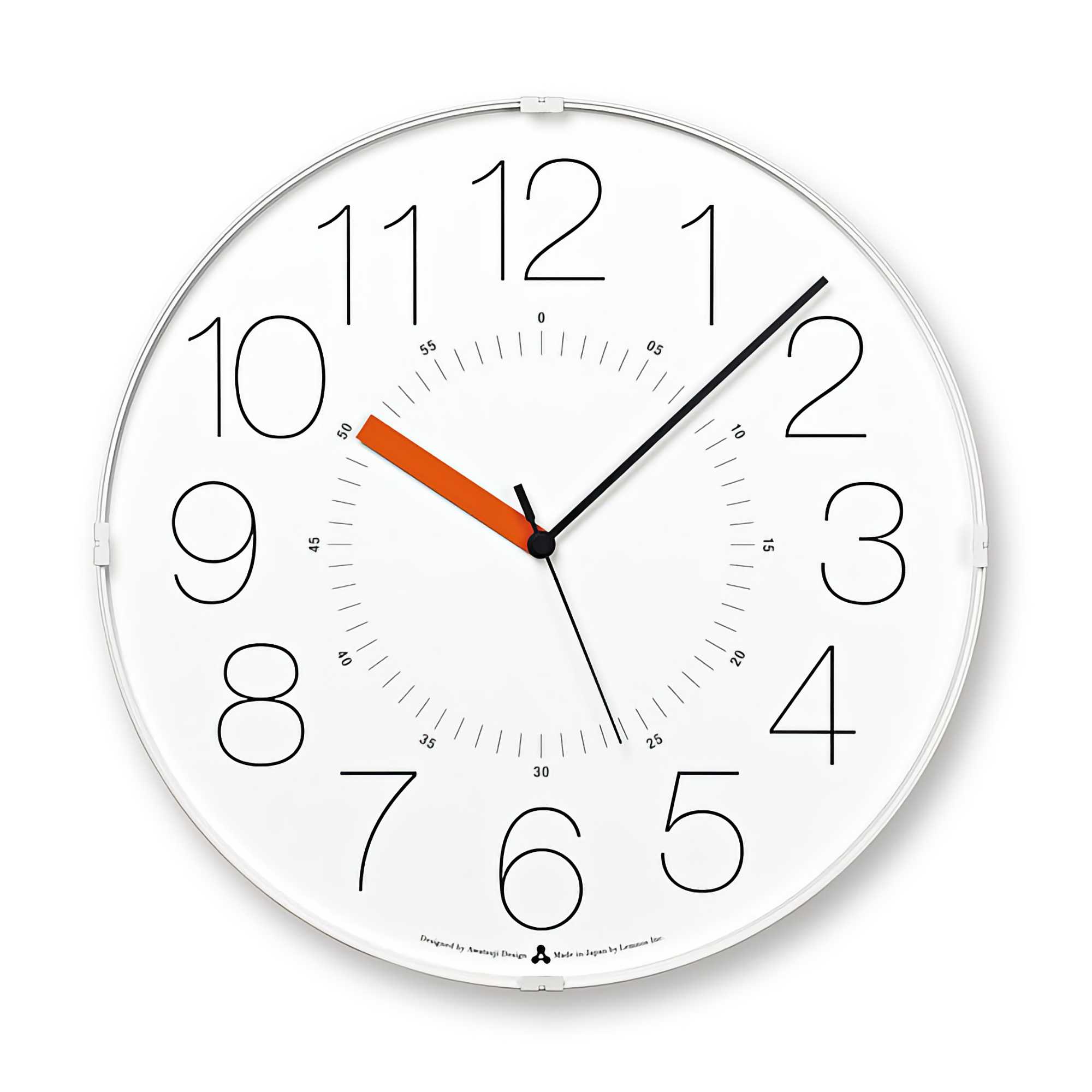 Lemnos Cara Wall Clock, White/Orange