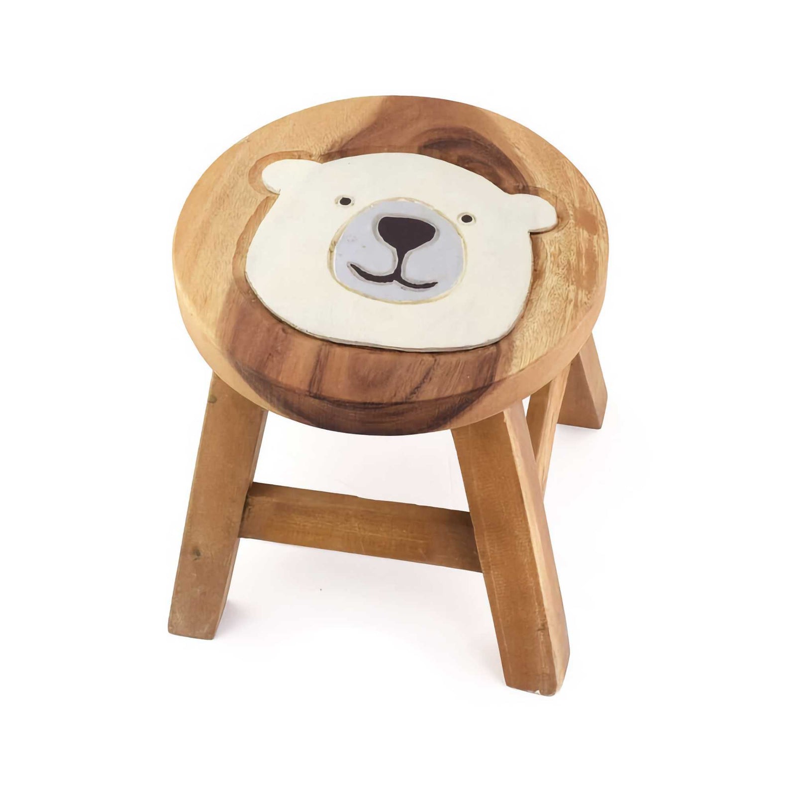 Acacia Wood mini stool, polar bear