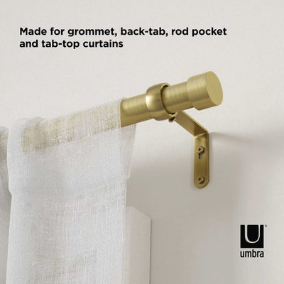 Umbra Cappa Expandable Single Curtain Rod (168-306cm) , Brass