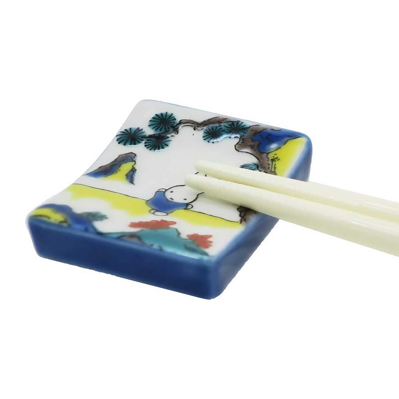 Miffy Kutani Yaki Ware Chopsticks Rest , Blue
