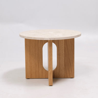 refurbushed | Audo Copenhagen Androgyne Wooden Side Table, Natural Oak / Kunis Breccia Sand