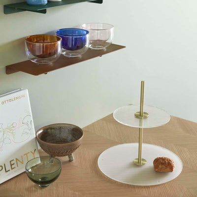 Hubsch Ripple etagere, frosted/brass