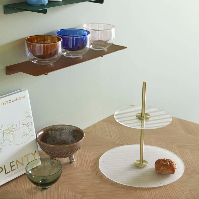 Hubsch Ripple etagere, frosted/brass