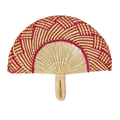 Coro Cora Toquilla hand fan, pink coral