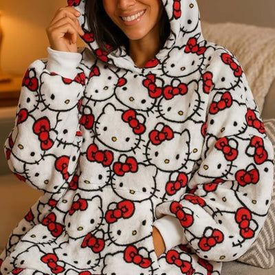 Kanguru Hello Kitty plaid hoodie