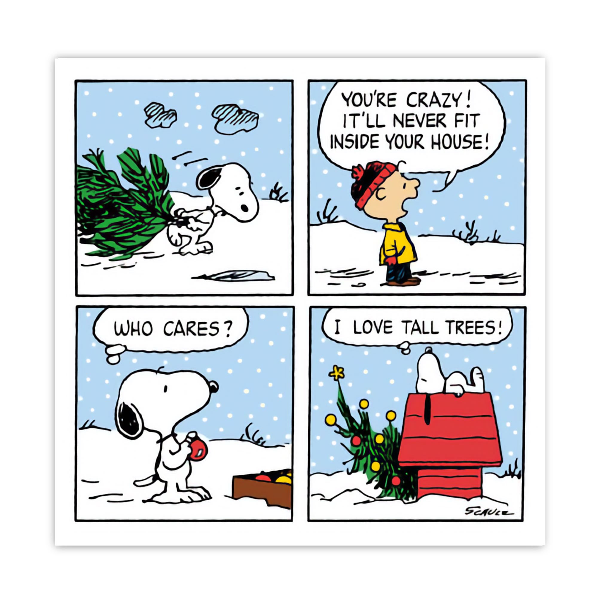 Hype Snoopy christmas card, tree in house
