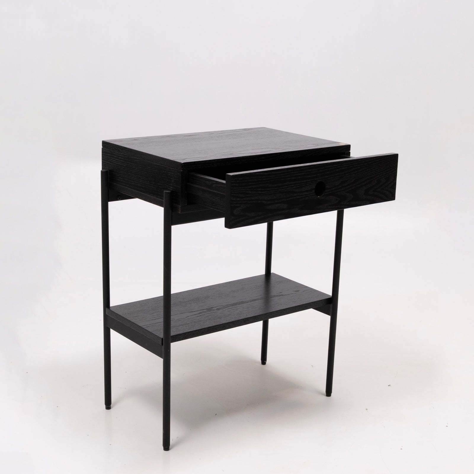refurbished | Hubsch Noir bedside table, black