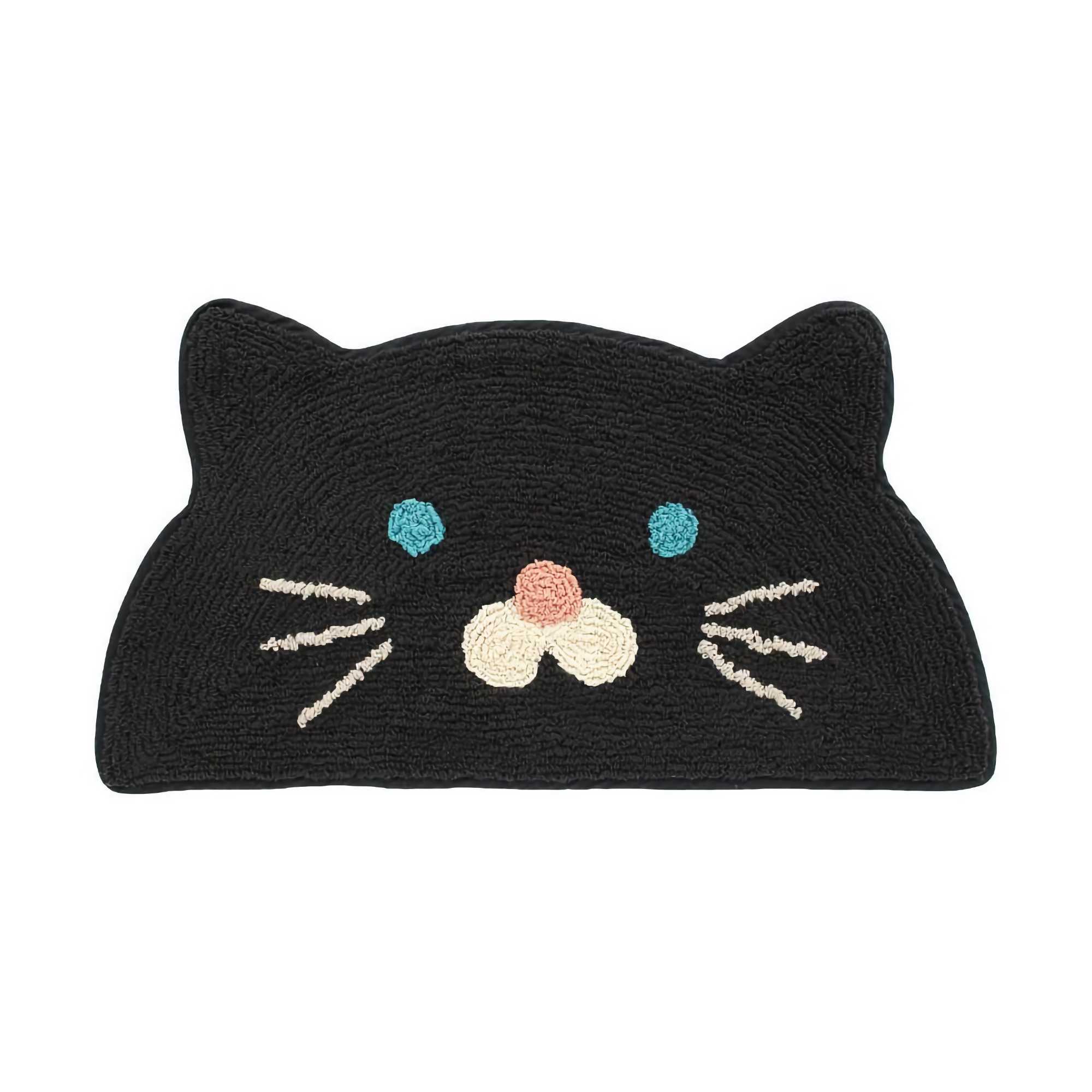 Neko Masshigura Semi-Circular Animal Door Mat, Black Cat