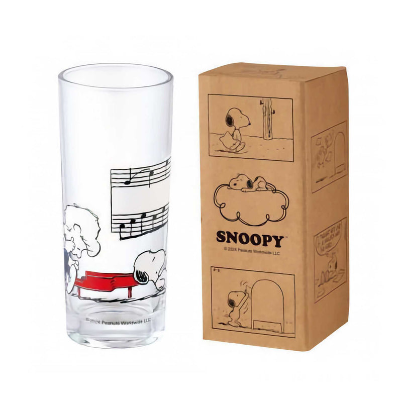 Snoopy Tall Glass Cup 200ml, Music Notes