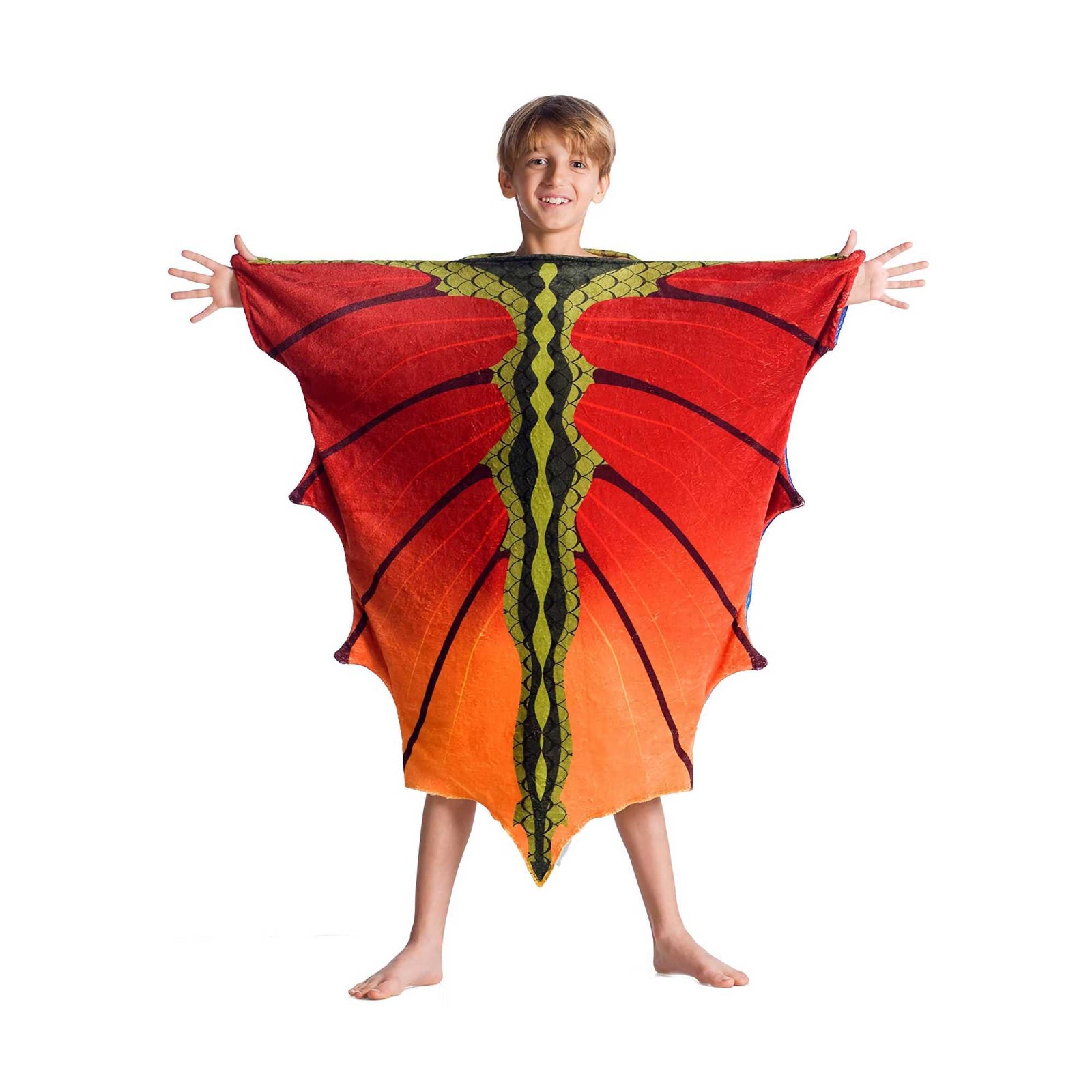 Kanguru Dragon Wearable Plaid Blanket for Kids, red