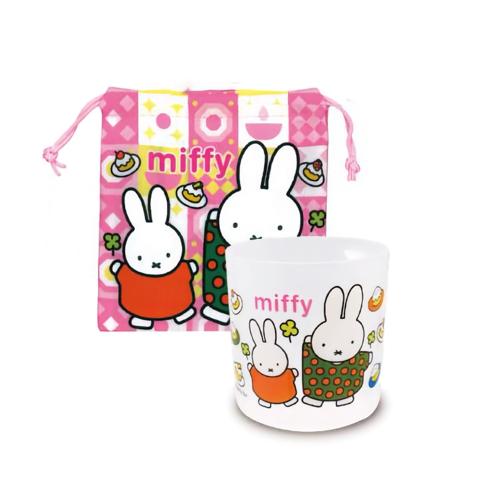 Miffy mini cup & drawstring bag, cakes