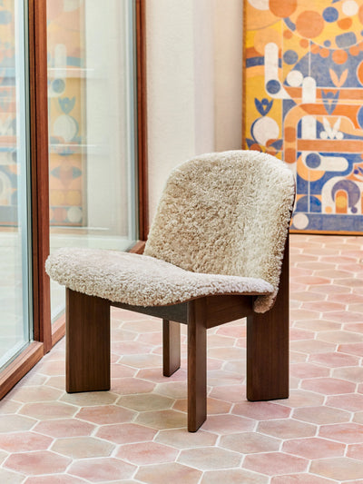 Hay Chisel lounge chair, walnut/sheepskin