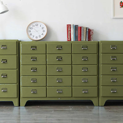 Dulton Cabinet 3 Column by 5 Drawers, Olive Drab