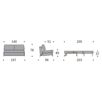Innovation Living Cubed 140 Wood sofa bed, 565 twist granite