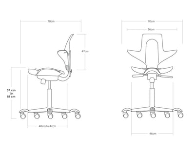 HAG Capisco 8106 ergonomic chair, Kvadrat Steelcut Trio STT883/Silver