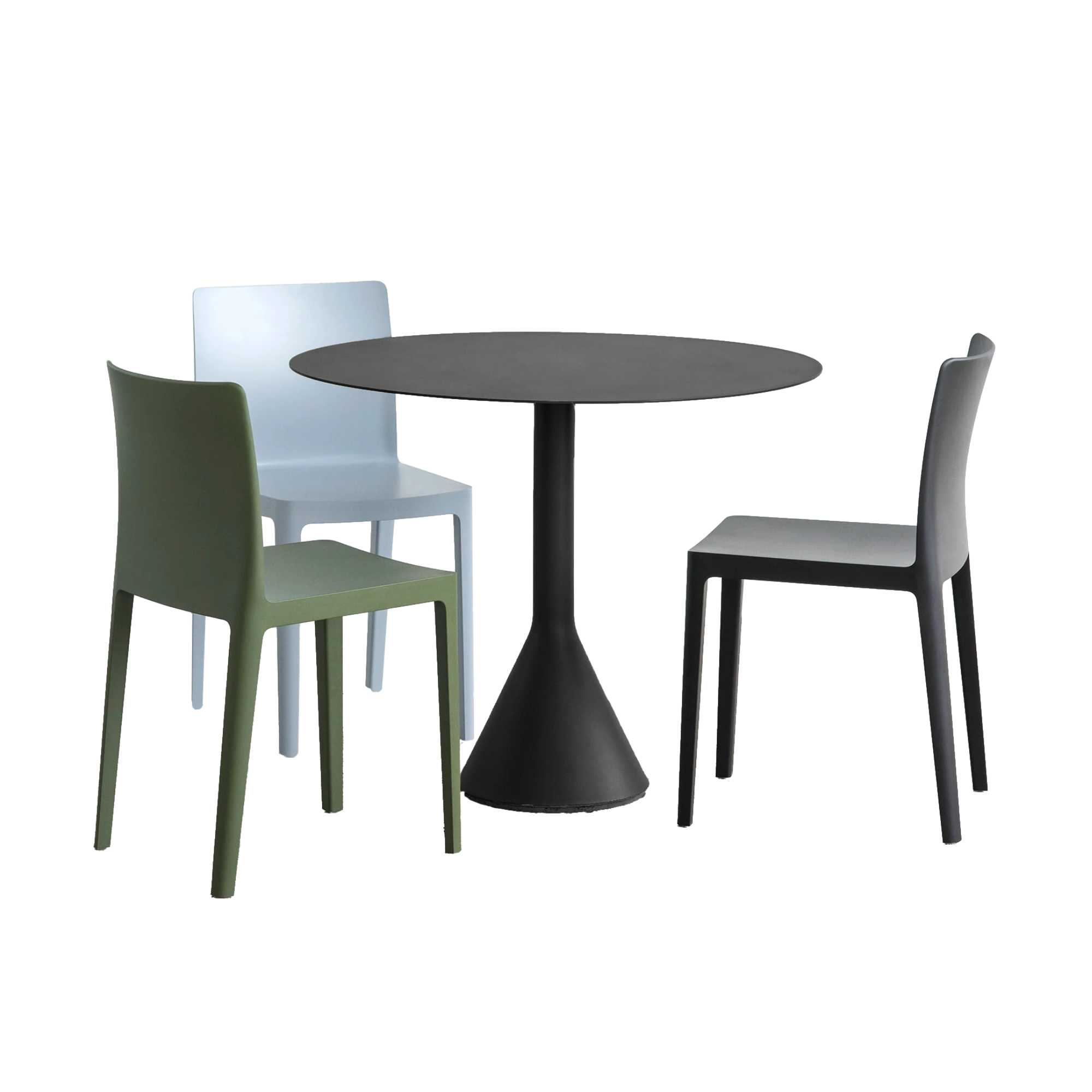 HAY Palissade cone table Ø90 & Elementaire chair Outdoor Cafe set