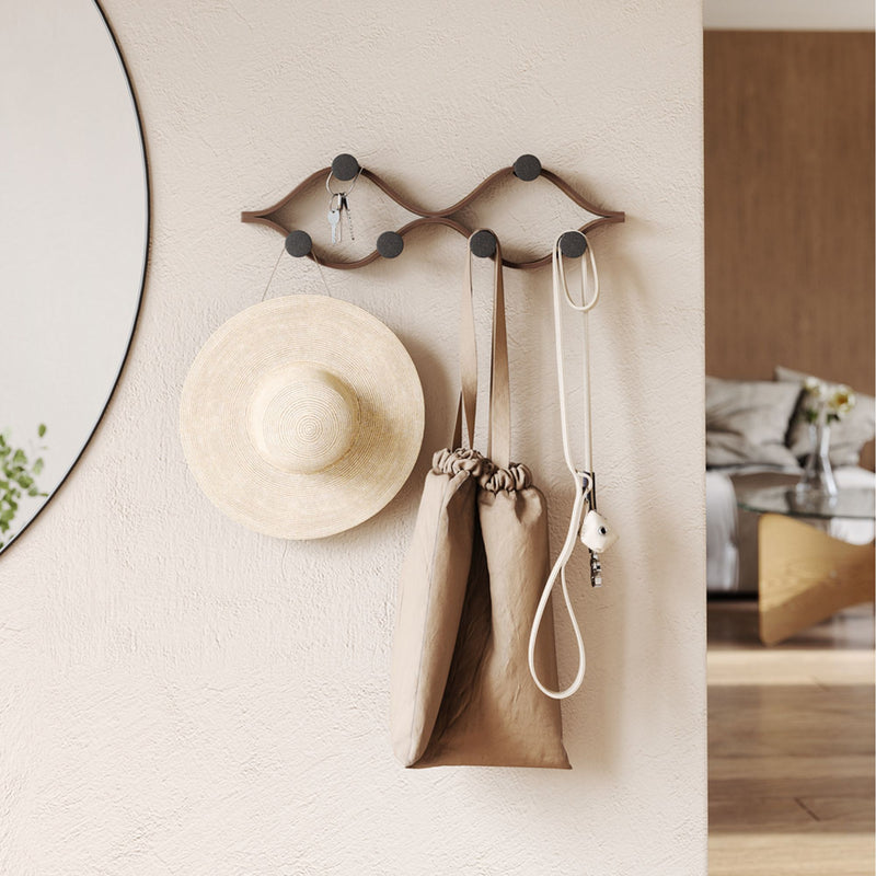 Umbra Montage 6 Hook wall mounted coat rack, Black/Walnut