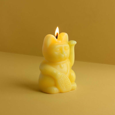 Donkey Lucky Cat Candle, Yellow