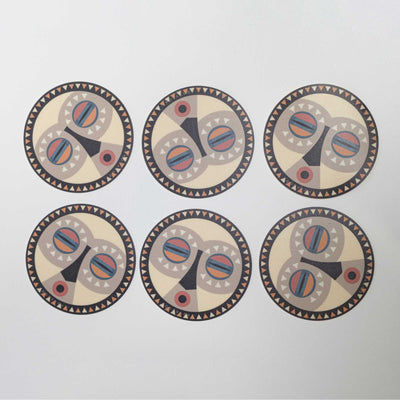 Podevache Bohemian Vinyl Coasters Set/6