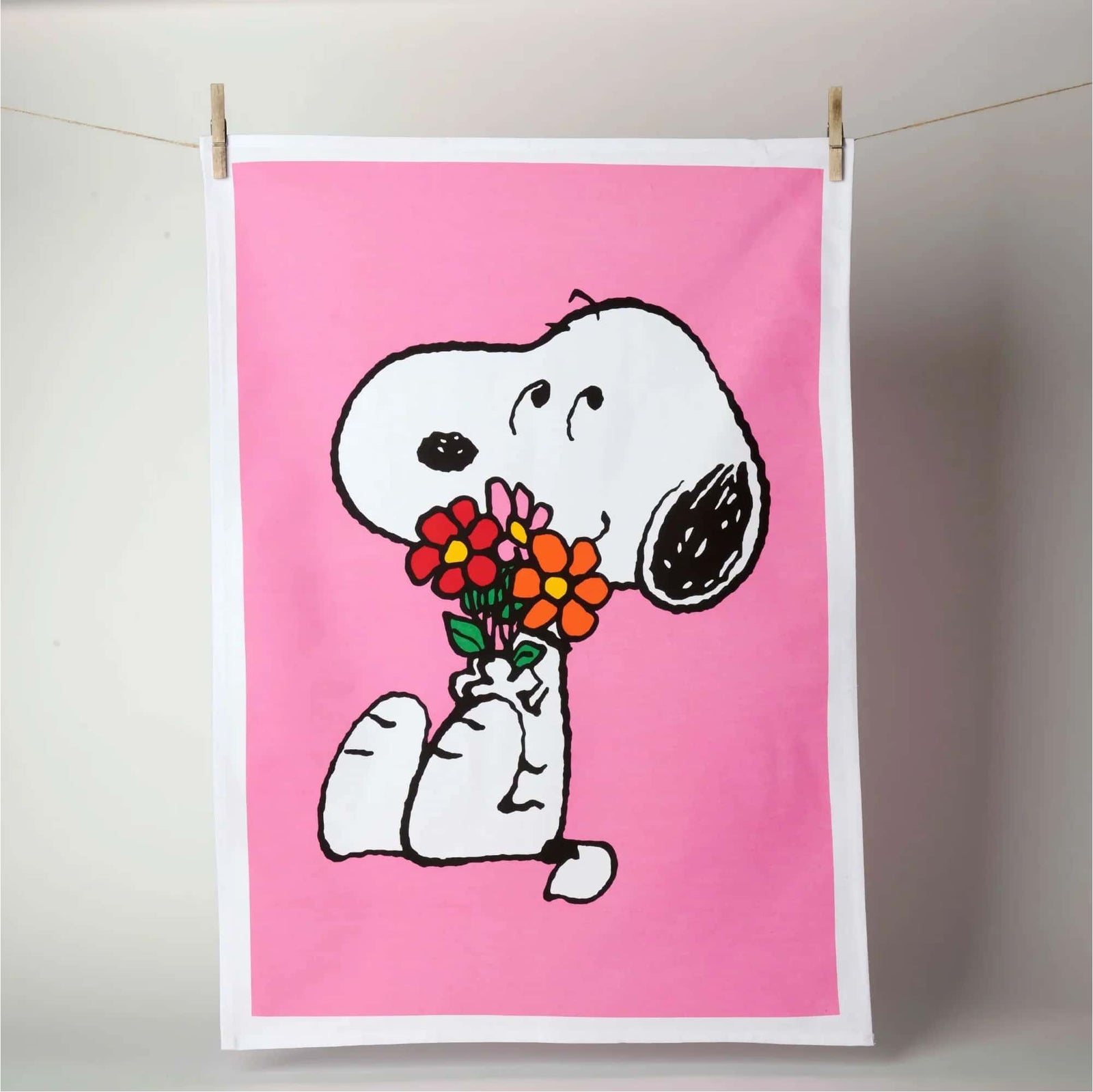 Peanuts x Magpie Snoopy tea towel, flowers