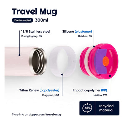 Dopper Travel Mug thermal mug 300ml, berry pink