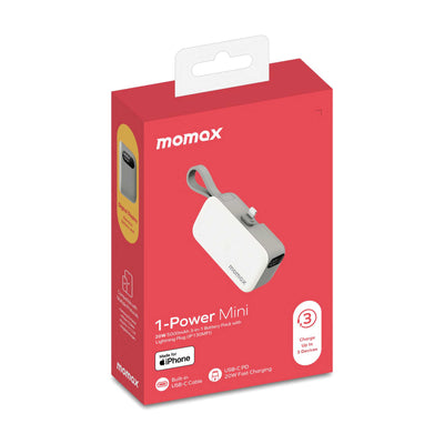 Momax 1-Power Mini Battery Pack Lightning for iPhone, White