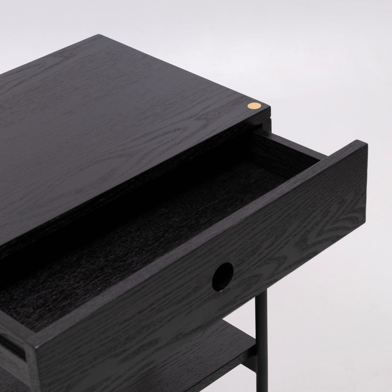 refurbished | Hubsch Noir bedside table, black
