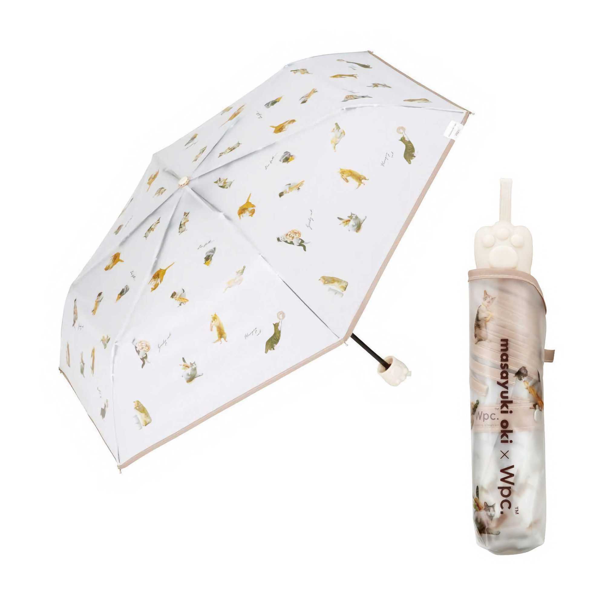 Wpc. x Masayuki OKI Paw Nyan Mini umbrella (49cm), beige