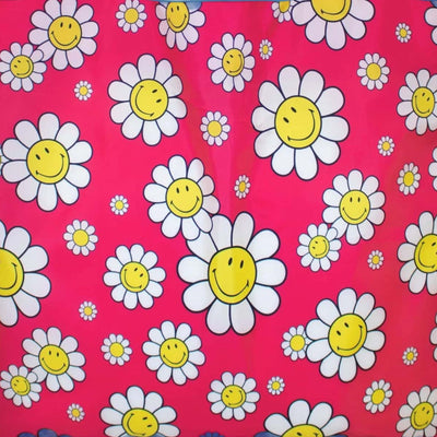 Loqi Smiley Flowers Raspberry tote