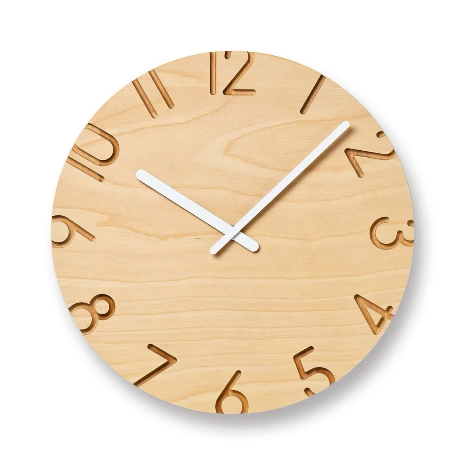Lemnos Carved Wood Birch wall clock