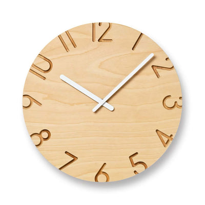 Lemnos Carved Wood Birch wall clock