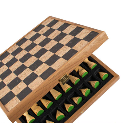 Manopoulos Handcrafted Black-Natural Cork Chess Set