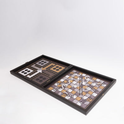 refurbished | Manopoulos 4in1 combo game (chess/backgammon/ludo/snakes), modern