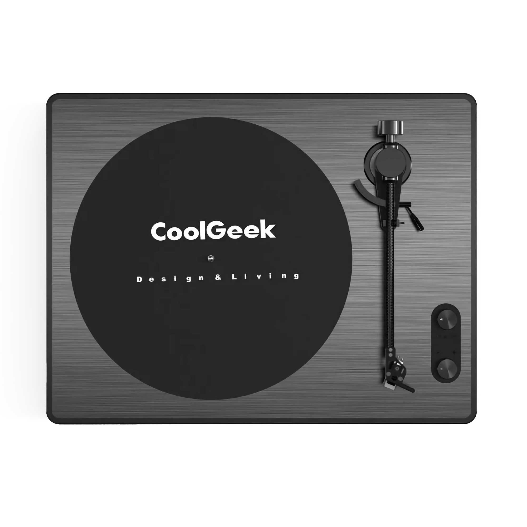 CoolGeek Bluetooth Vinyl Record Speaker, Carbon Grey