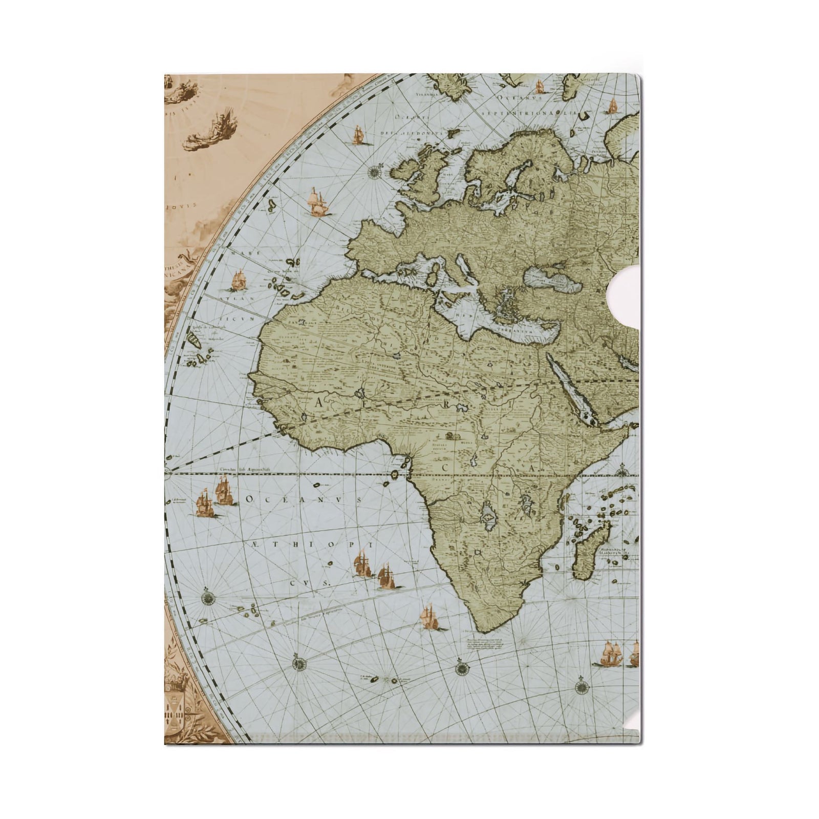 Bekking & Blitz L-folder, wandkaart van de wereld door joan blaeu