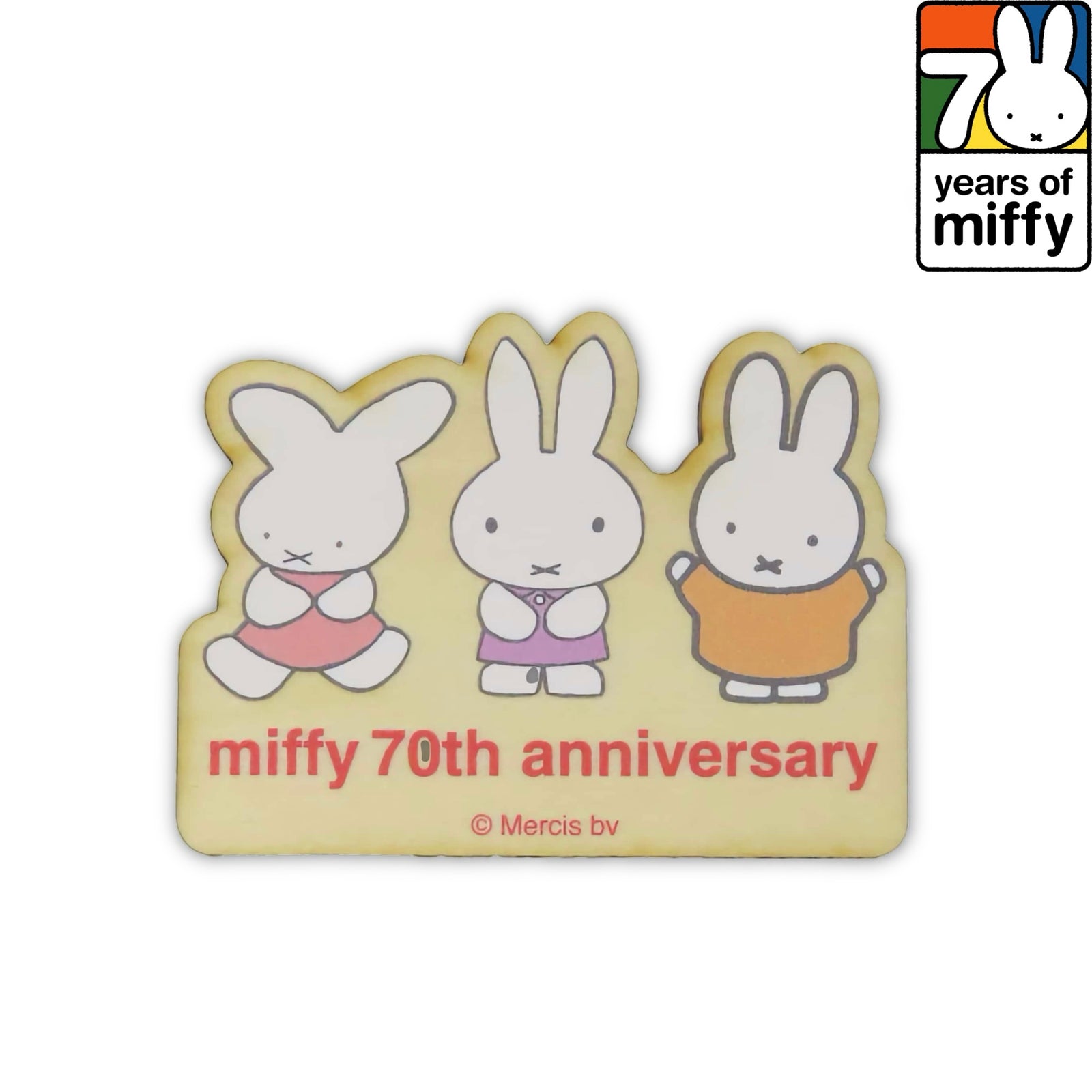 Miffy 70th Anniversary wood magnet, orange