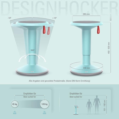 Interstuhl UPis1 ergonomic stool, ice blue