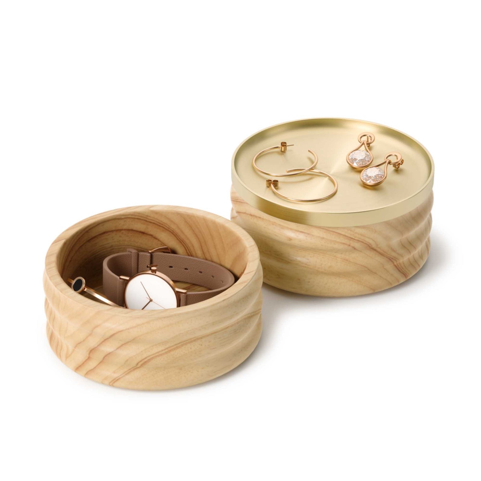 Umbra Tesora Wood storage box, natural/brass