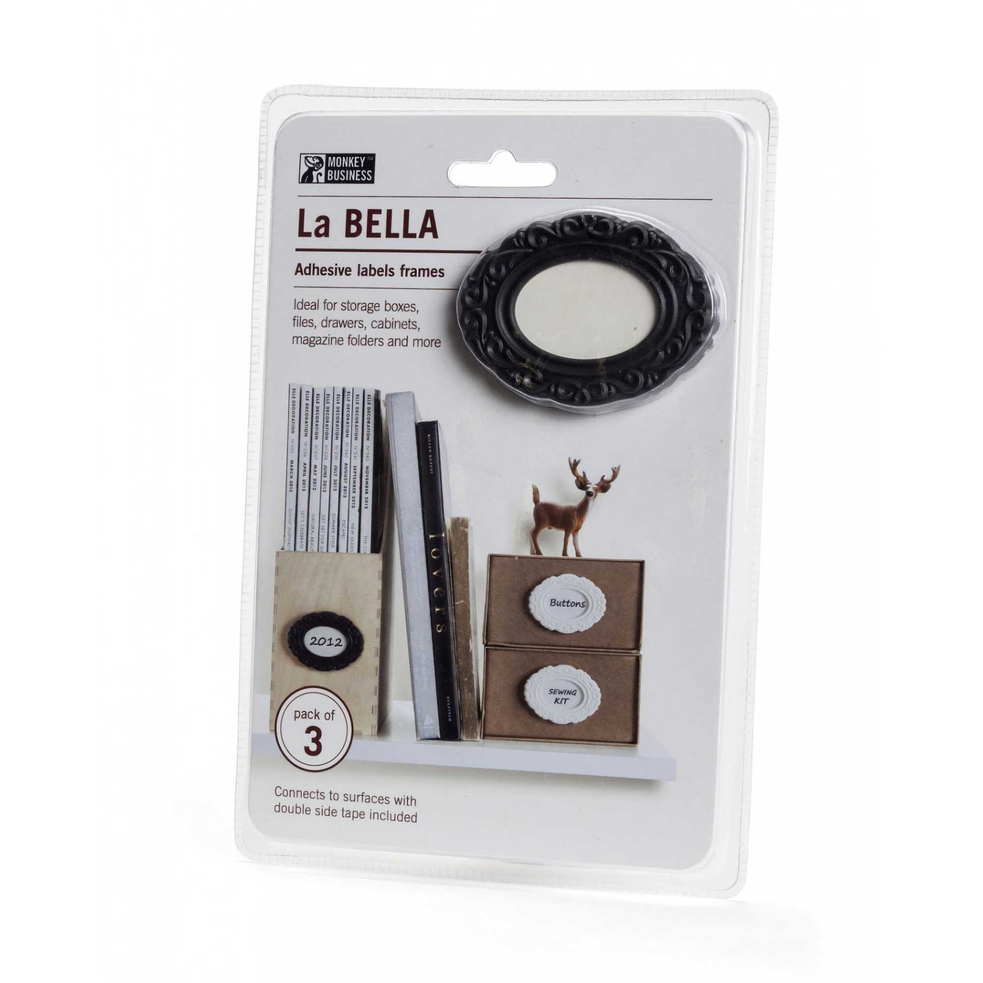 Monkey Business La Bella Adhesive Label Frames, Black