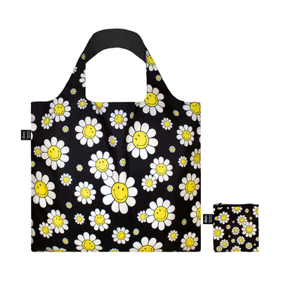 Loqi Smiley Flowers Black tote