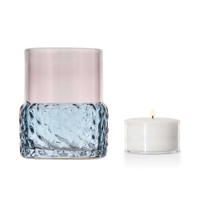 Villa Collection Glow tealight holder, blue/rose