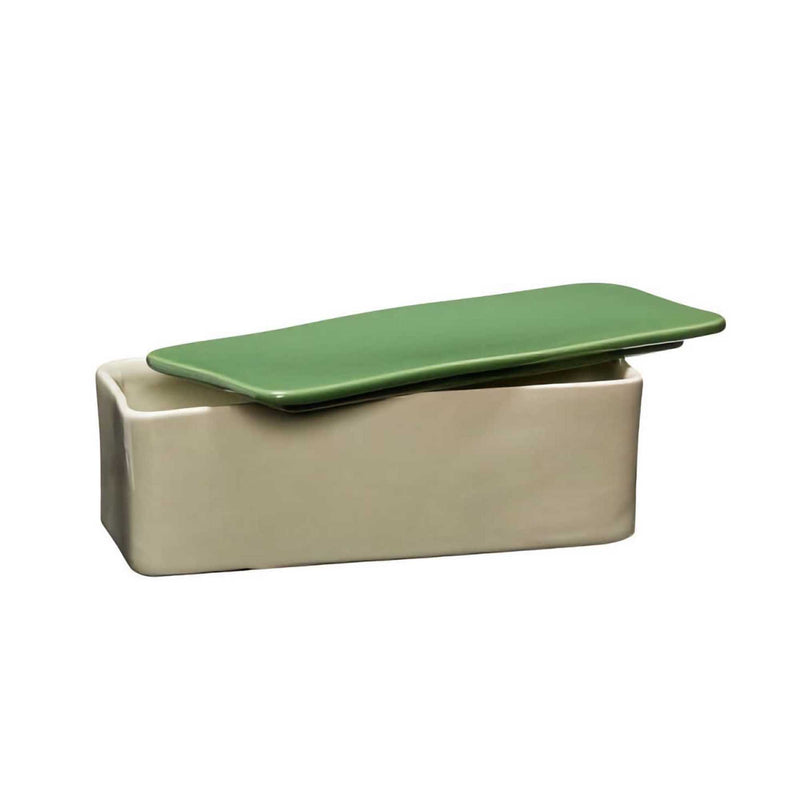 Hubsch Amare Ceramic Desk Organiser Small, Sand/Green