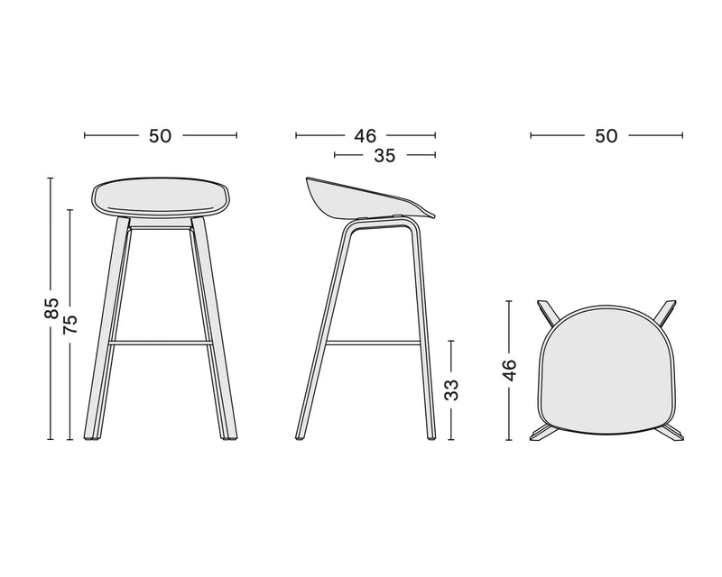 HAY AAS32 LOW (75cm) Bar Stool, Concrete Grey 2.0/Water-based Lacquered Oak