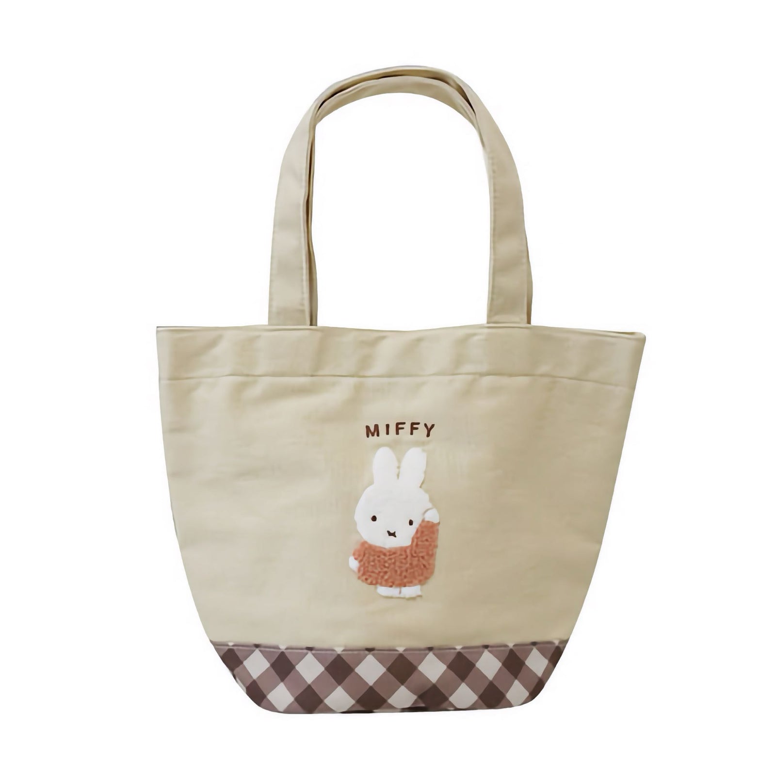 Miffy Diagonal Check series tote, beige