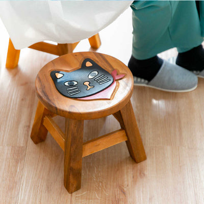 Scarf Cat Acacia wood mini stool, black