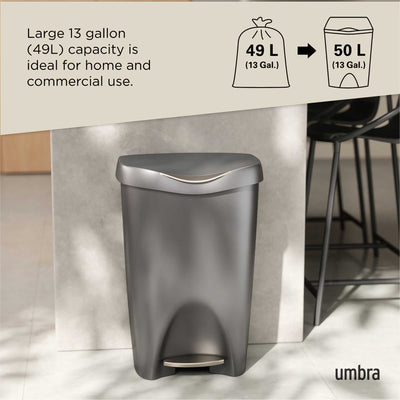 Umbra Brim step on trash can 50L, grey/nickel