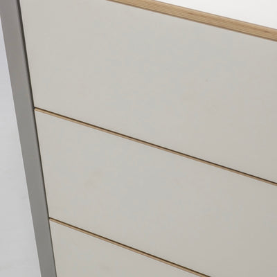 refurbished | Alwin's Space Box Extendable Table Drawers Left Extension, White/Platinum Vintage Oak