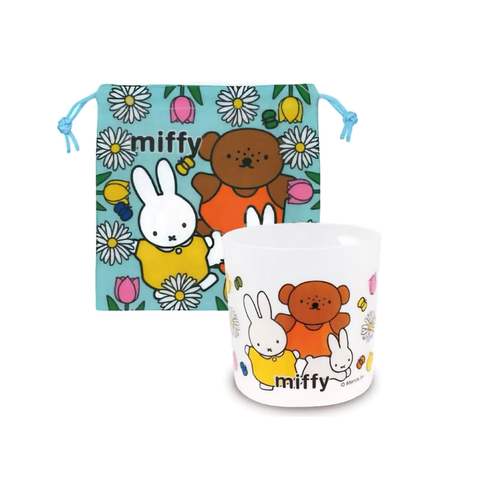 Miffy mini cup & drawstring bag, flowers
